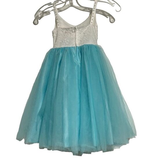 The Rain Kids Formal Dress Girls Size 4 Two Tone Lace Top Tulle Skirt Outfit - Picture 3 of 9